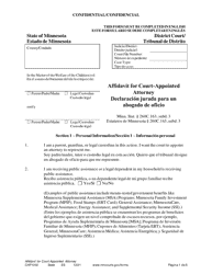 Document preview: Form CHP1002 Affidavit for Court-Appointed Attorney - Minnesota (English/Spanish)