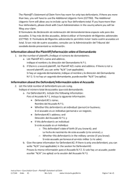Instructions for Form CCT102 Plaintiff&#039;s Statement of Claim - Minnesota (English/Spanish), Page 7