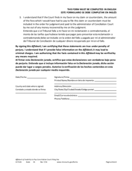 Form CCT104 Affidavit of Inability to Pay Conciliation Court Filing Fee - Minnesota (English/Spanish), Page 2