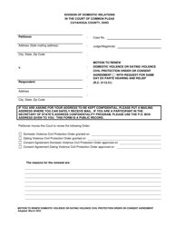 Document preview: Motion to Renew Domestic Violence or Dating Violence Civil Protection Order or Consent Agreement - Cuyahoga County, Ohio