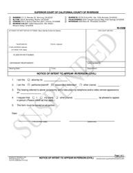 Document preview: Form RI-CI038 Notice of Intent to Appear in Person (Civil) - County of Riverside, California