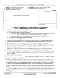Form RI-CR079 977 Non-appearance Entry of Misdemeanor Plea, Admission to Violation of Probation or Entry Into Diversion - County of Riverside, California