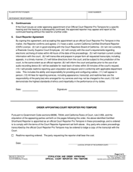 Form RI-RE005 Stipulation and Order Approving Official Court Reporter Pro TEM Pore - County of Riverside, California, Page 2