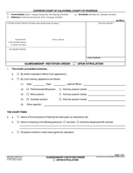 Document preview: Form RI-PR013 Guardianship Visitation Order - County of Riverside, California