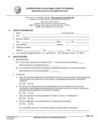 Document preview: Form RI-CCP001 Application to Serve on the Capital Case Panel - County of Riverside, California
