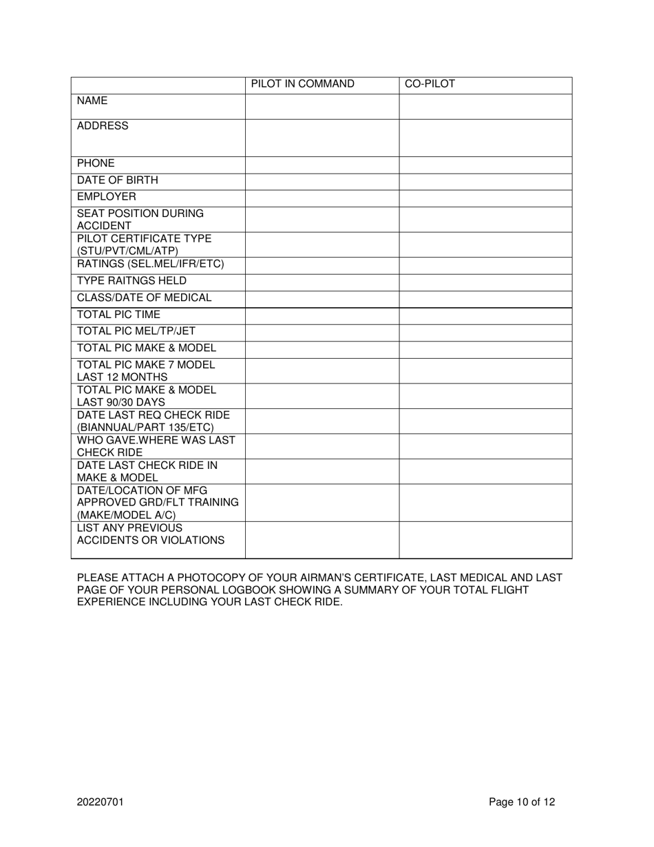 Aircraft Incident / Accident Statement - Flight Operations Program - Louisiana, Page 11