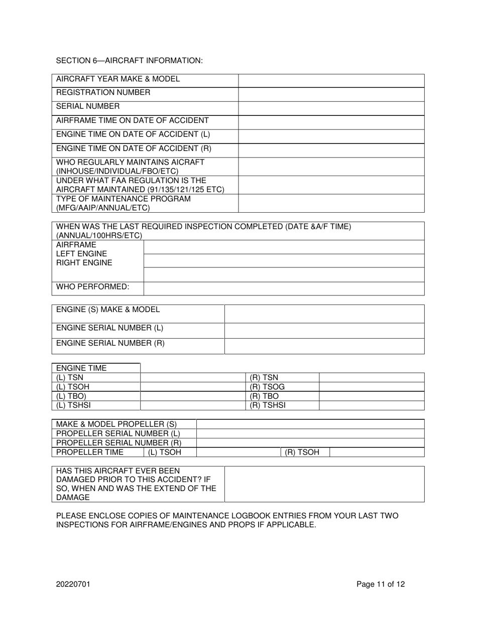 Aircraft Incident / Accident Statement - Flight Operations Program - Louisiana, Page 12