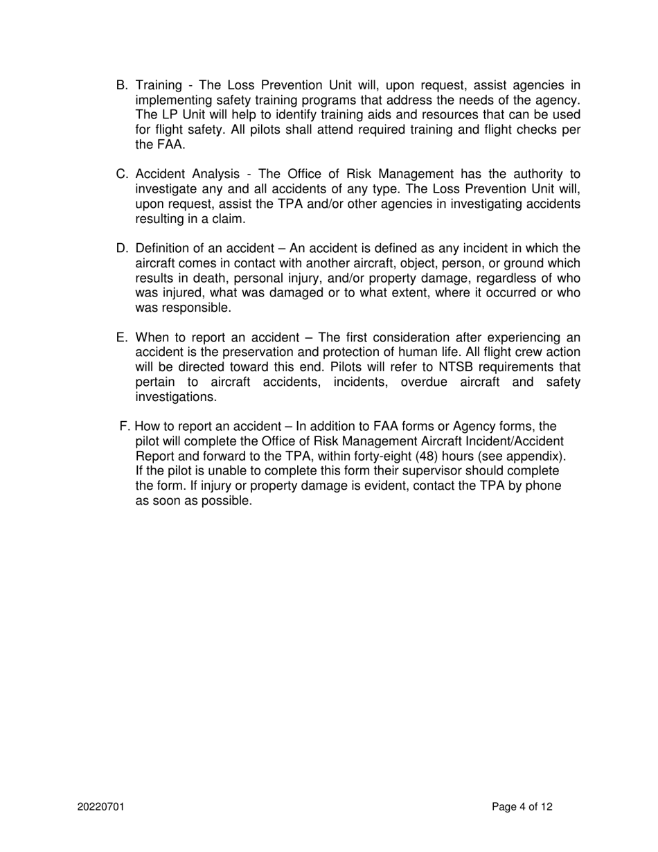 Aircraft Incident / Accident Statement - Flight Operations Program - Louisiana, Page 5