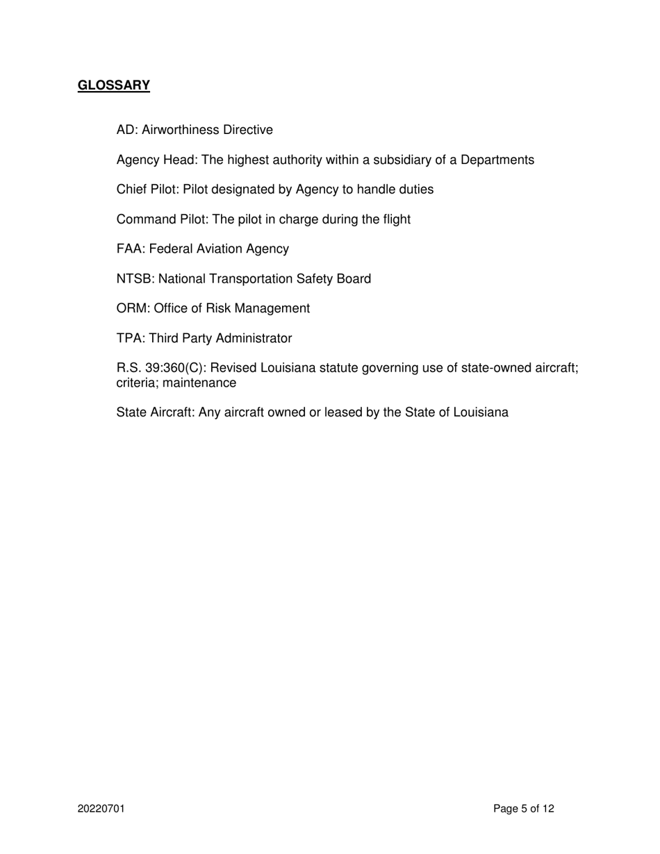 Aircraft Incident / Accident Statement - Flight Operations Program - Louisiana, Page 6