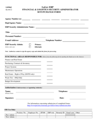 Document preview: Form LSF062 Lagov Erp Financial & Logistics Security Administrator Setup/Change Form - Louisiana