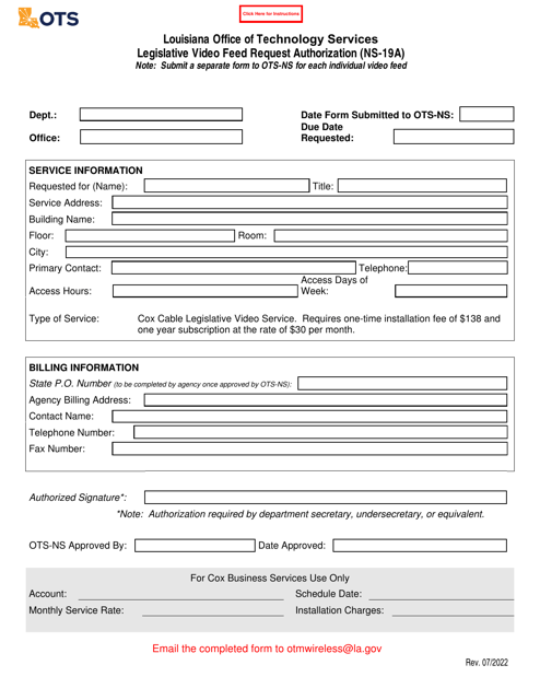 Form NS-19A  Printable Pdf