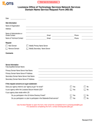 Document preview: Form NS-39 Domain Name Service Request Form - Louisiana