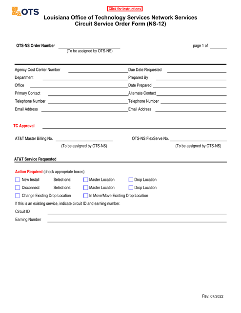 Form NS-12  Printable Pdf
