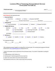 Form NS-12 Circuit Service Order Form - Louisiana, Page 2