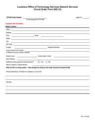 Form NS-12 Circuit Service Order Form - Louisiana, Page 3