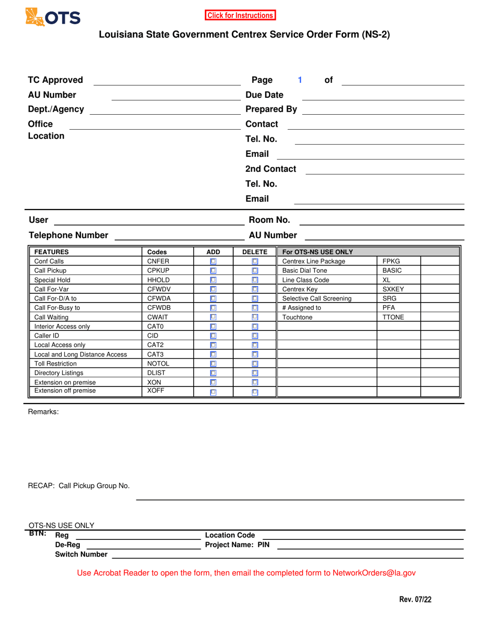 Form NS-2 Download Fillable PDF or Fill Online Louisiana State ...