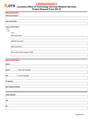 Form NS-16 Project Request Form - Louisiana