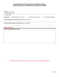 Form NS-60 Hosted Voice Service (Hvs) New Service Order Form - Louisiana, Page 2