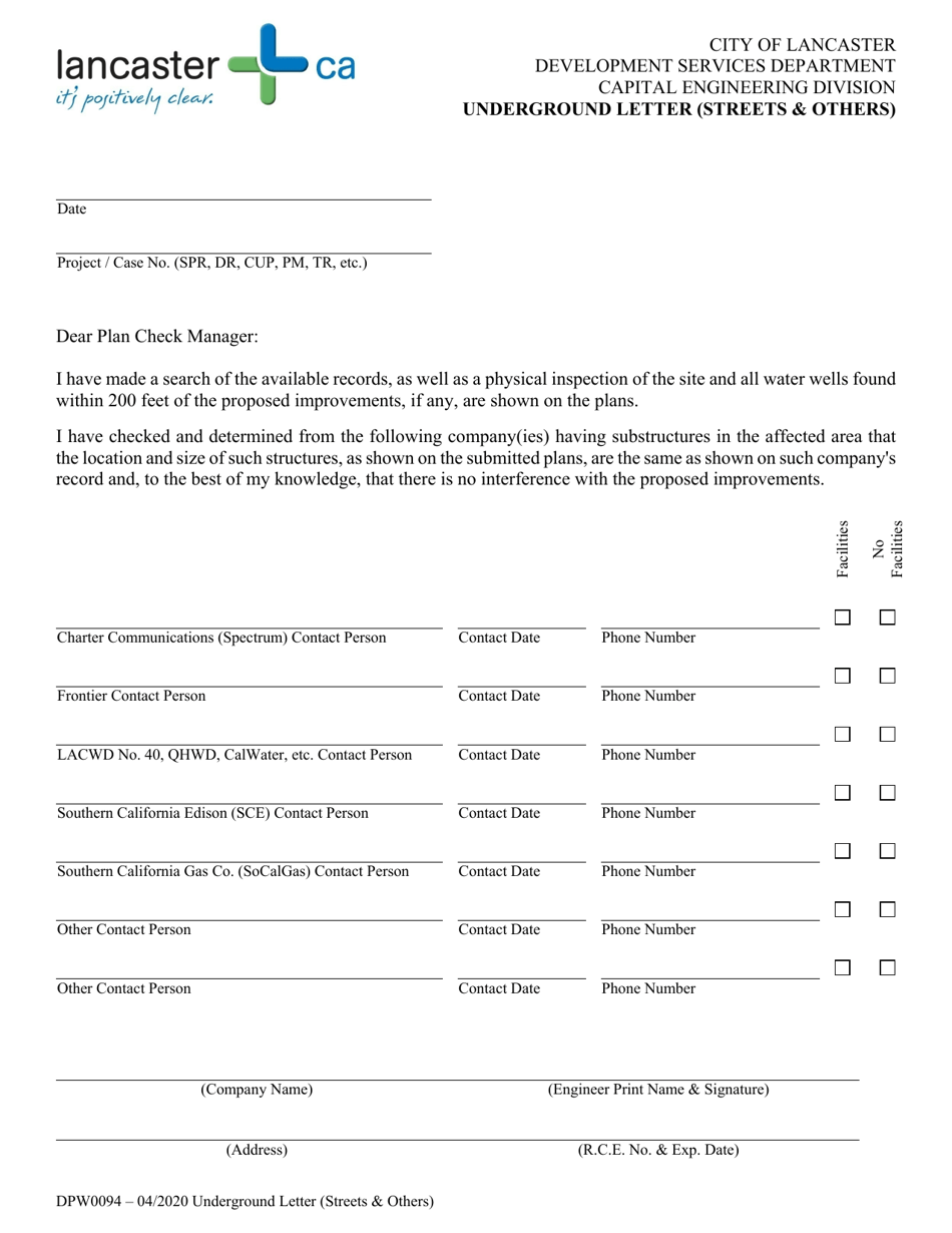Form DPW0094 - Fill Out, Sign Online and Download Printable PDF, City ...