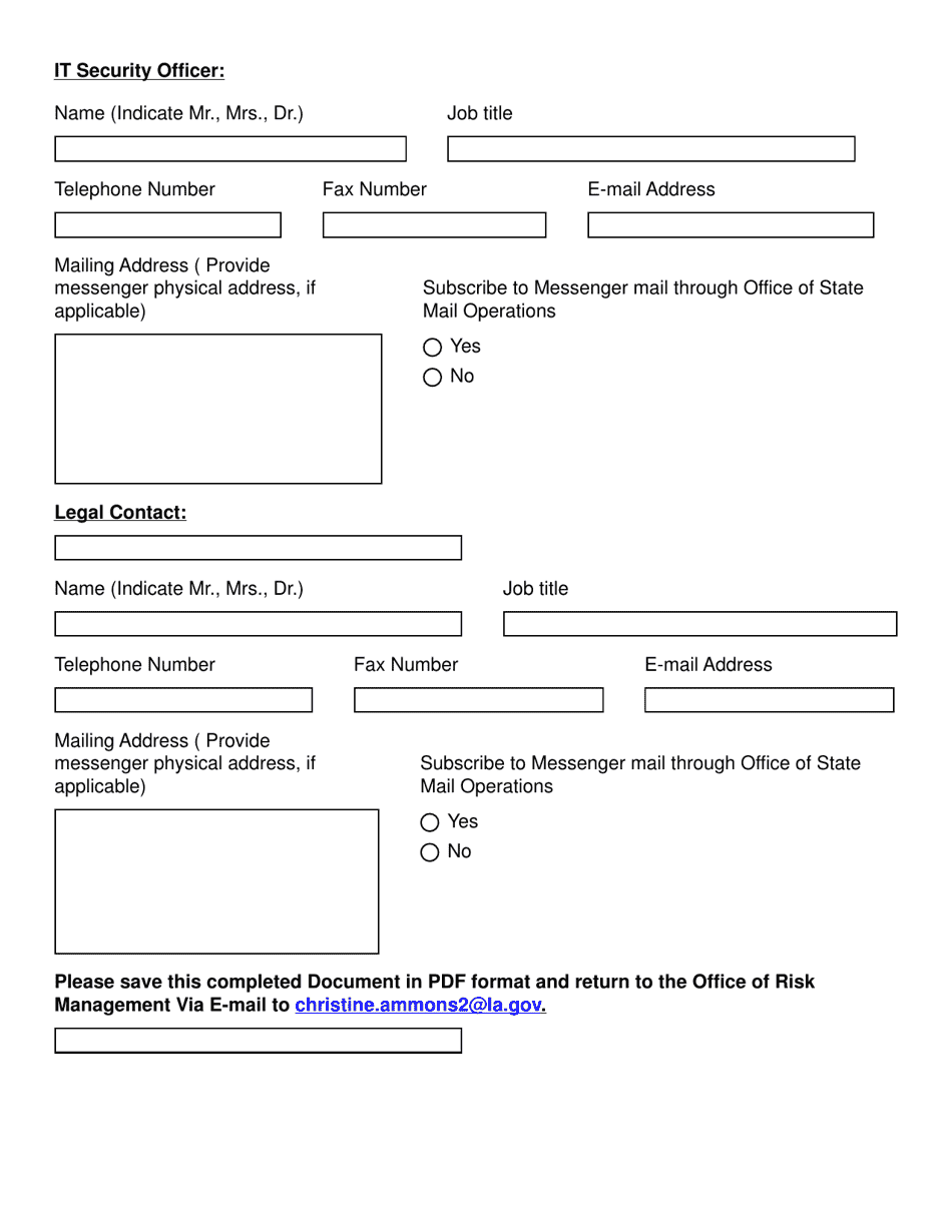 Key Contact Information Questionnaire - Louisiana, Page 6