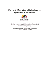 Application for Allocation of Matching Funds - Maryland E-Nnovation Initiative Program - Maryland