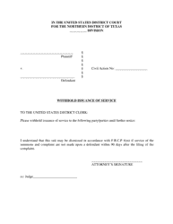 Document preview: Withhold Issuance of Service - Texas