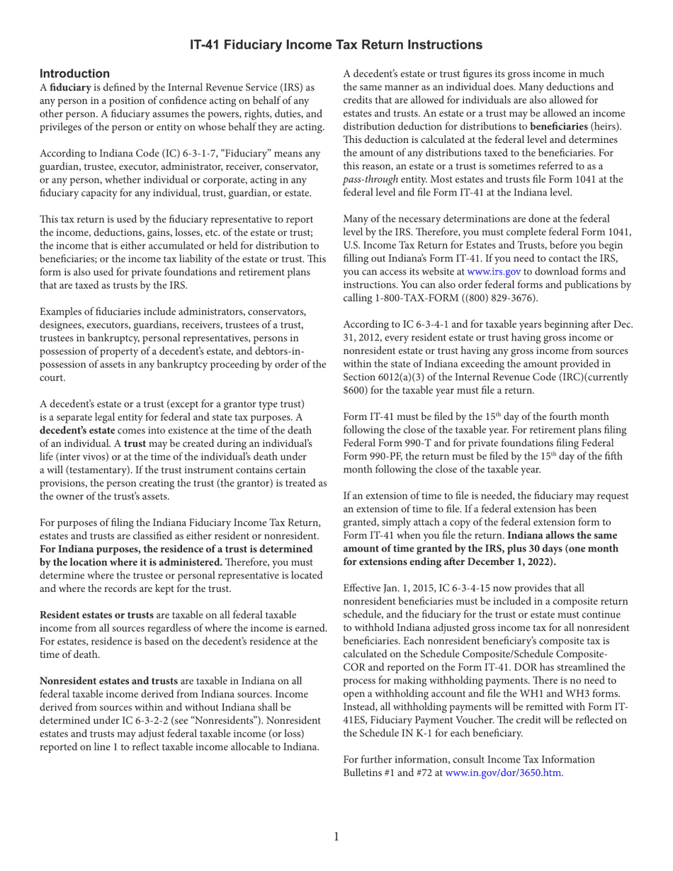 Form IT-41 (State Form 11458) Fiduciary Income Tax Return - Indiana, Page 3