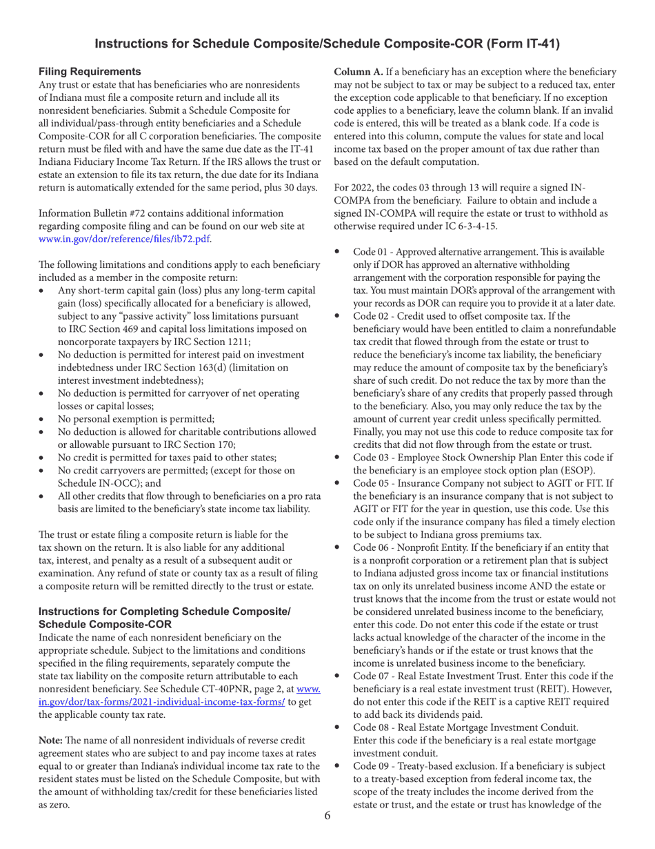 Form IT-41 (State Form 11458) Fiduciary Income Tax Return - Indiana, Page 8