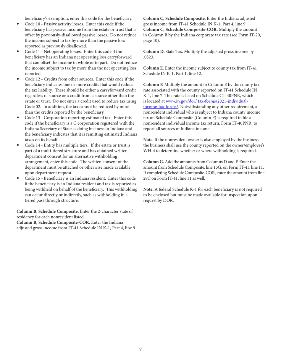 Form IT-41 (State Form 11458) Fiduciary Income Tax Return - Indiana, Page 9