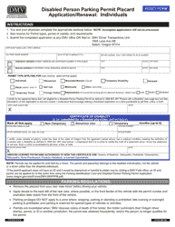 Form 735-265 Disabled Person Parking Permit Placard Application/Renewal - Individuals - Oregon