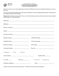 Form MC-CCP (State Form 51694) Credit Card Authorization Form - Indiana