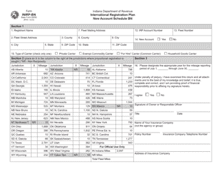 Form INIRP-BN (State Form 55550) Schedule BN International Registration Plan New Account Schedule - Indiana