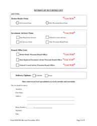 Form DOS700 Request for Registrant List - Wisconsin, Page 2