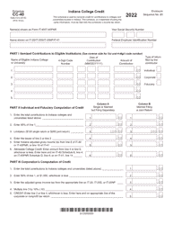 State Form 20152 Schedule CC-40 Indiana College Credit - Indiana