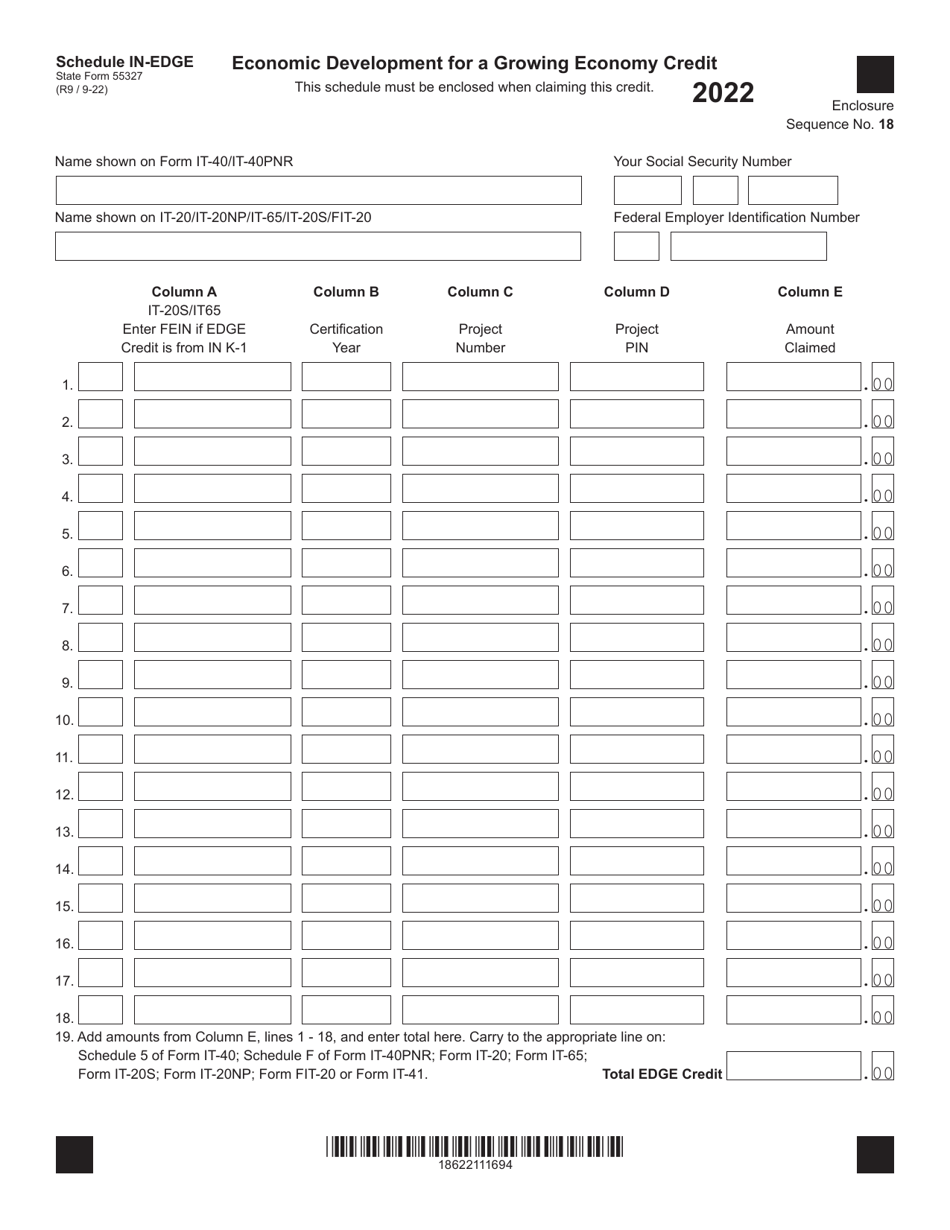 State Form 55327 Schedule IN-EDGE Download Fillable PDF or Fill Online ...