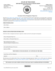 Document preview: Form DOSIADS Investment Adviser Designation of Supervisor - Wisconsin