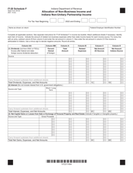 Form IT-20 (State Form 49104) Schedule F Allocation of Non-business Income and Indiana Non-unitary Partnership Income - Indiana