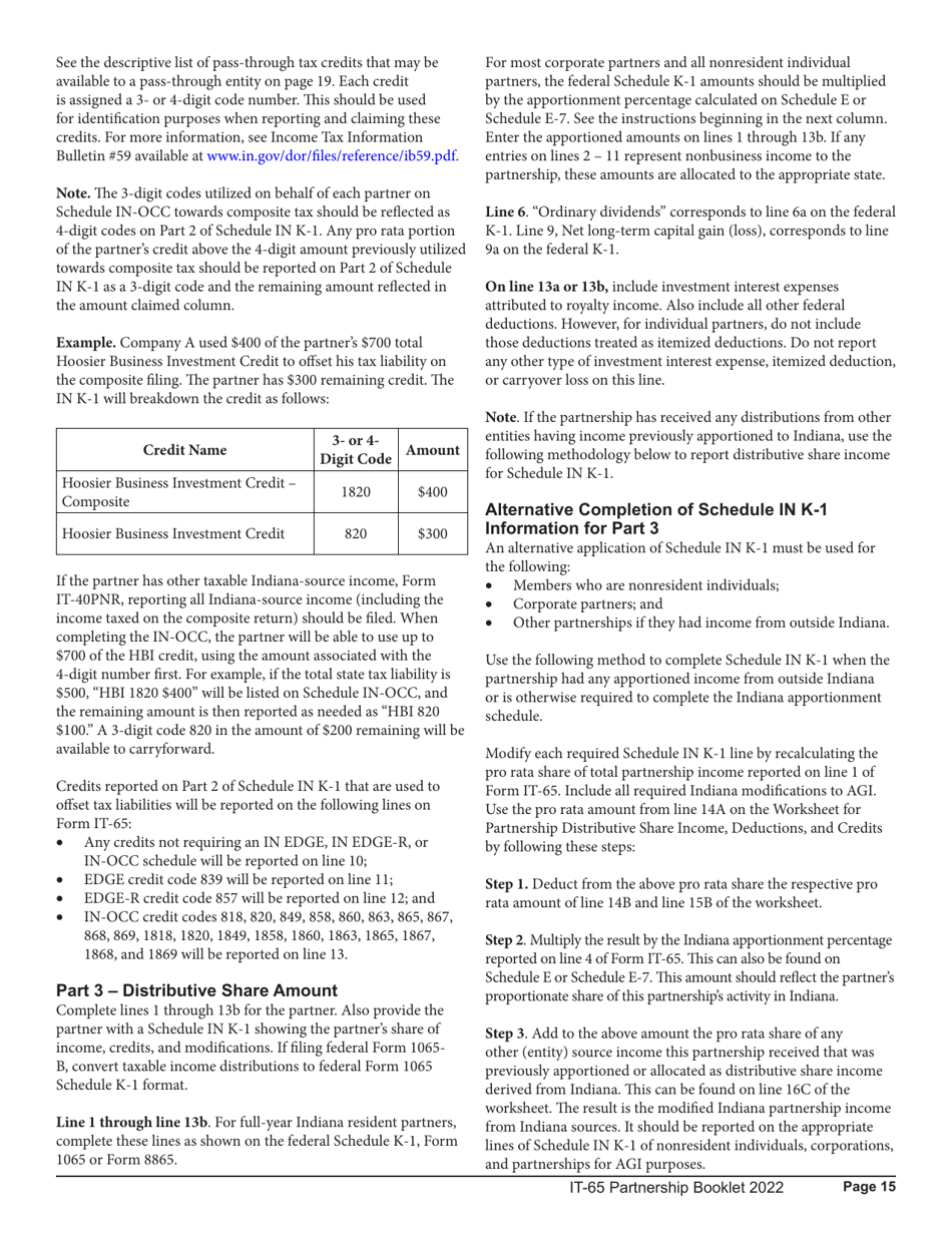 Download Instructions for Form IT65, State Form 11800 Schedule COMPOSITE, COMPOSITECOR, E, IN
