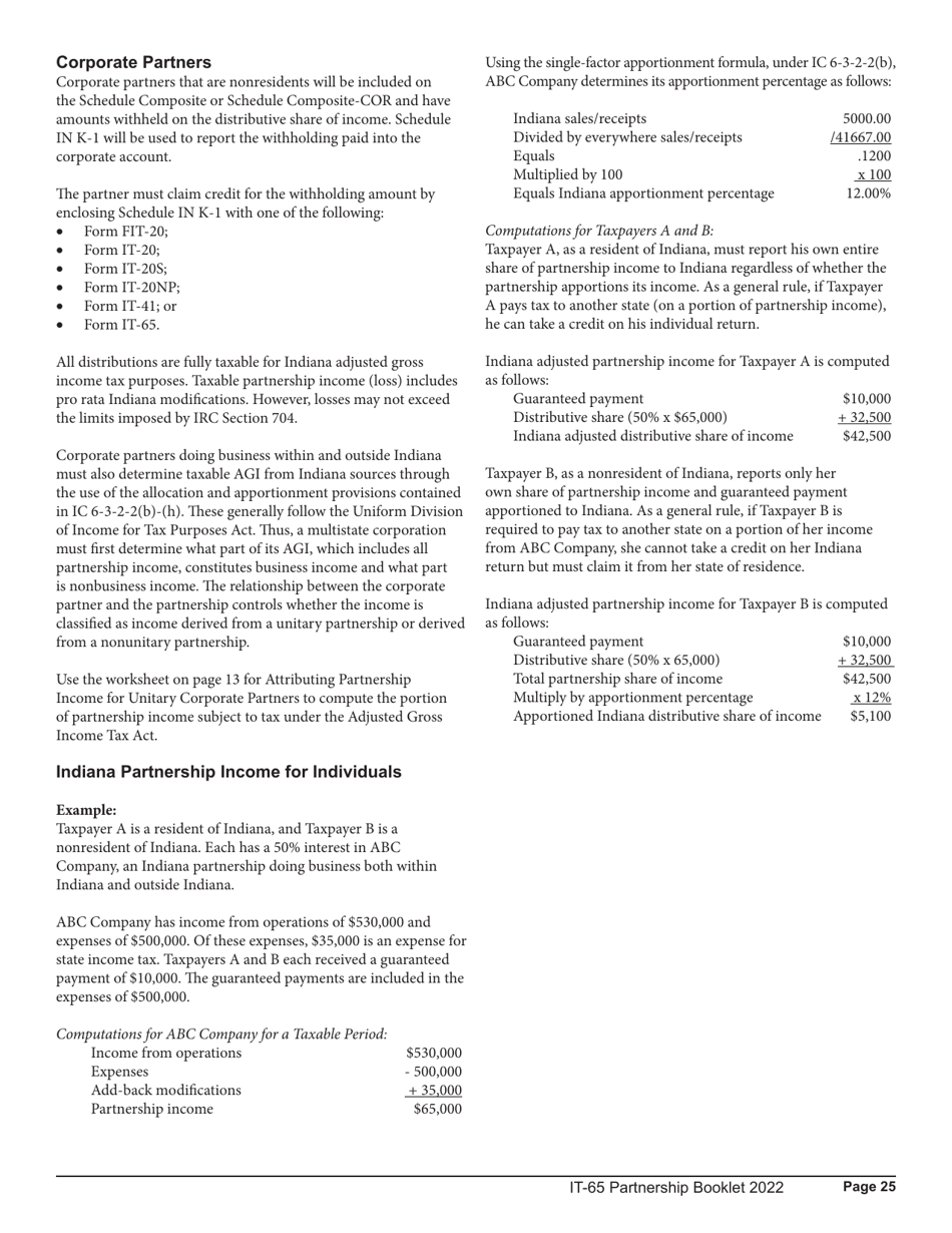 Instructions for Form IT-65, State Form 11800 Schedule COMPOSITE, COMPOSITE-COR, E, IN K-1 - Indiana, Page 25