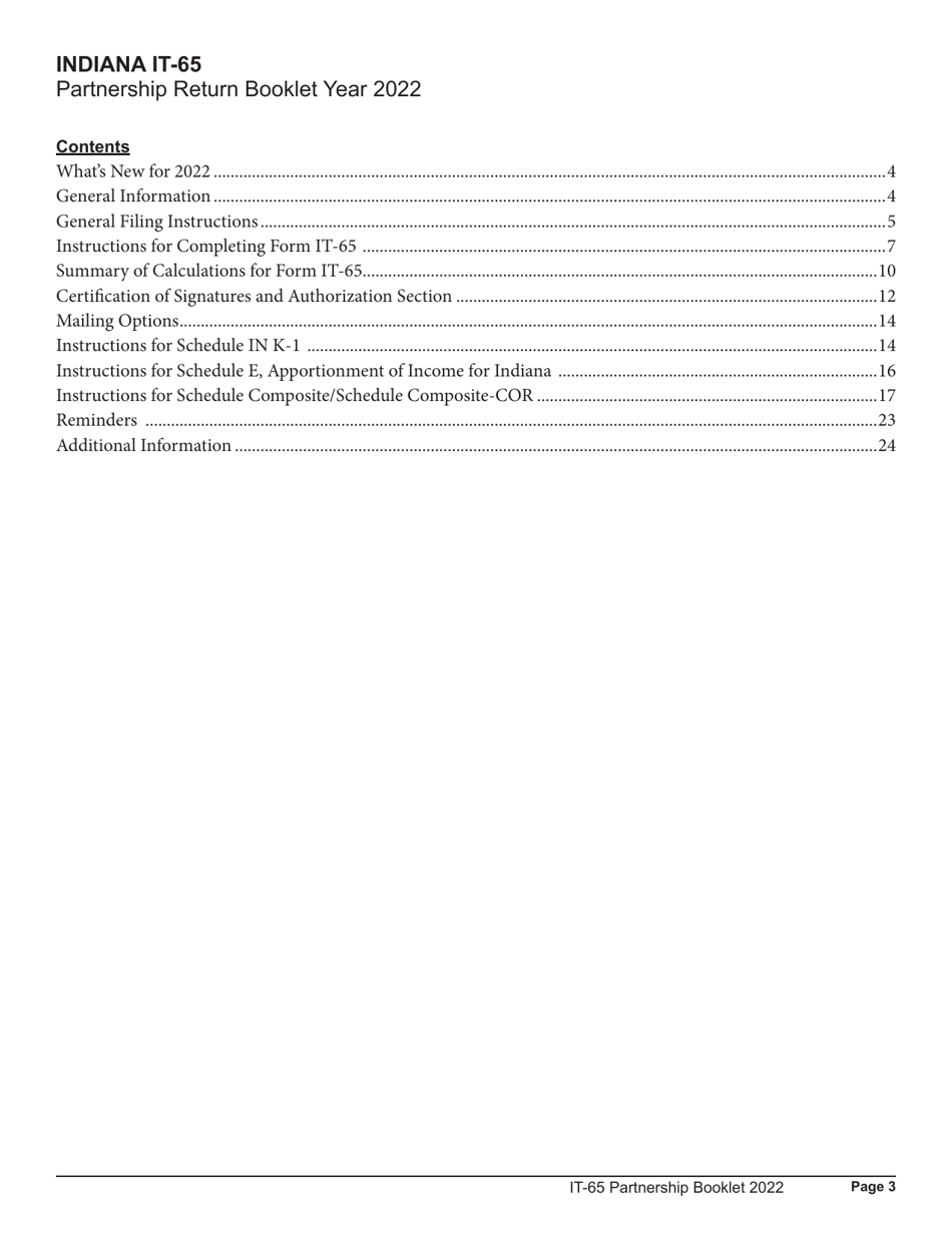 Instructions for Form IT-65, State Form 11800 Schedule COMPOSITE, COMPOSITE-COR, E, IN K-1 - Indiana, Page 3