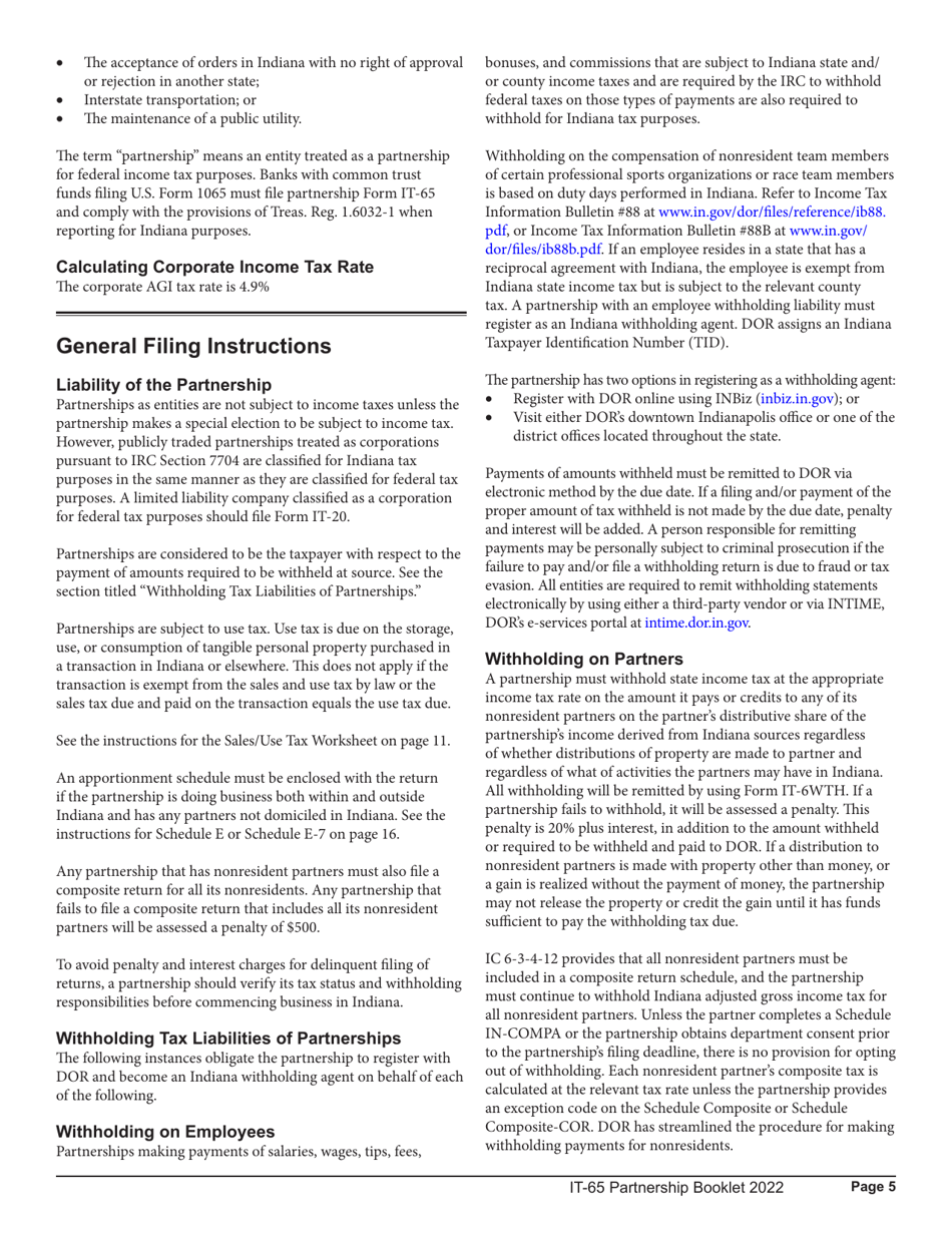 Instructions for Form IT-65, State Form 11800 Schedule COMPOSITE, COMPOSITE-COR, E, IN K-1 - Indiana, Page 5
