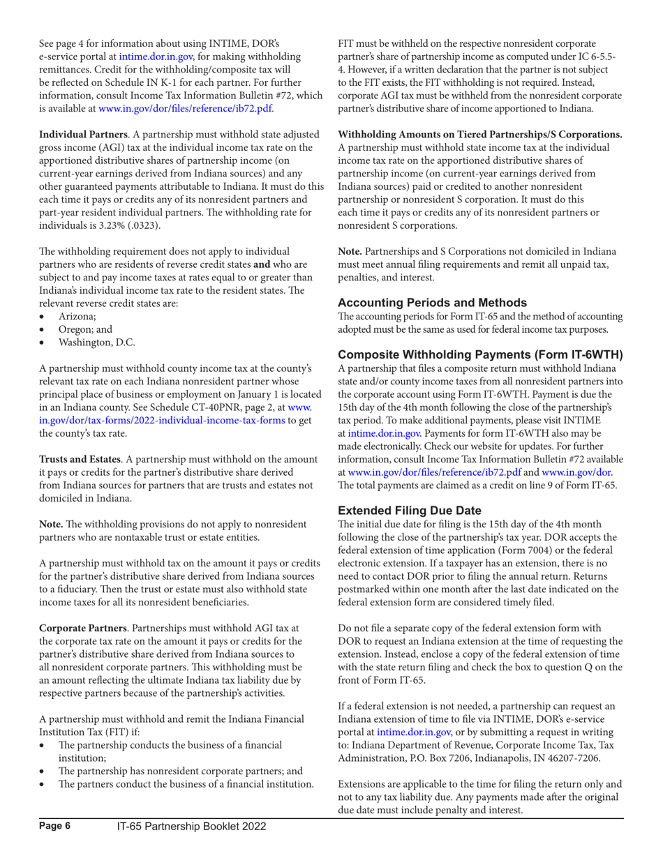 Instructions for Form IT-65, State Form 11800 Schedule COMPOSITE, COMPOSITE-COR, E, IN K-1 - Indiana, Page 6
