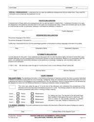 Form JV-2032 Waiver Form With Advisements, Stipulations, Declarations, Findings &amp; Orders - Santa Clara County, California, Page 3