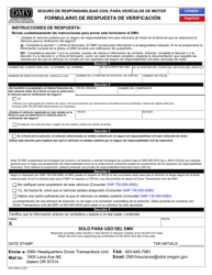 Document preview: Formulario 735-7400S Formulario De Respuesta De Verificacion - Oregon (Spanish)