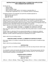 Form 735-373B Application to Correct Business Certificate as a Dismantler of Motor Vehicles - Oregon, Page 3