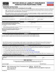 Document preview: Form 735-7400 Motor Vehicle Liability Insurance Verification Response Form - Oregon
