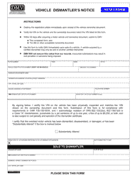 Document preview: Form 735-270 Vehicle Dismantler's Notice - Oregon