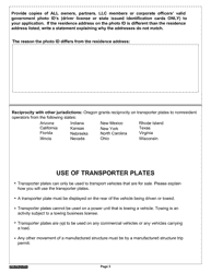 Form 735-379 Application for Vehicle Transporter Certificate - Oregon, Page 3