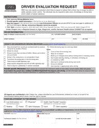 Form 735-6066 Driver Evaluation Request - Oregon