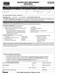 Form 735-7230 Mandatory Impairment Referral - Oregon